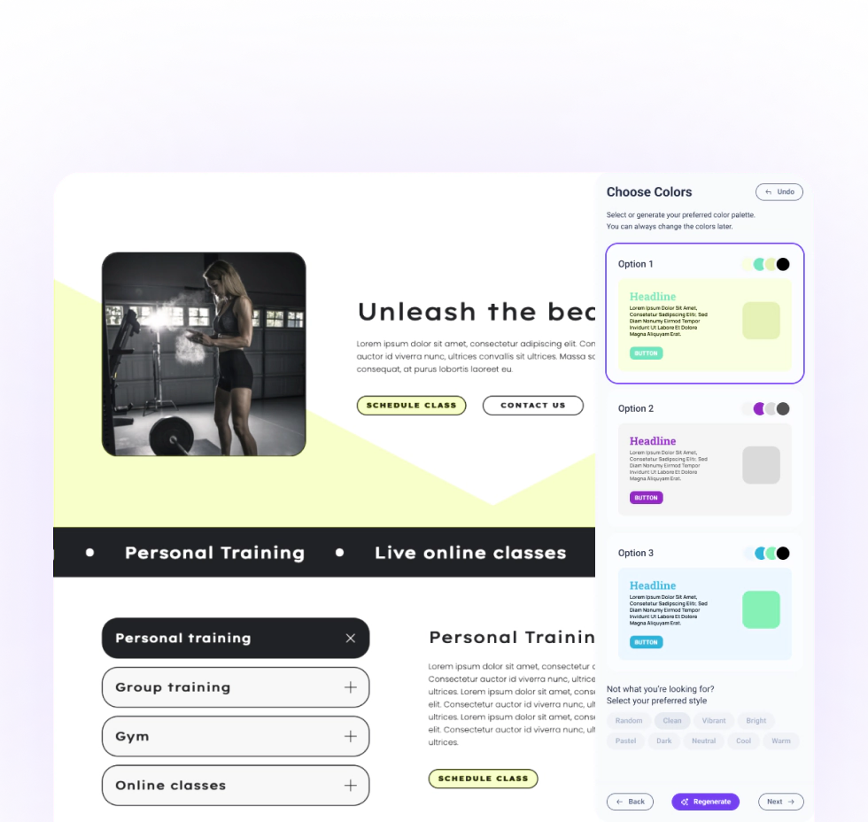 Edit and publish with full control with the Website Ai Builder 