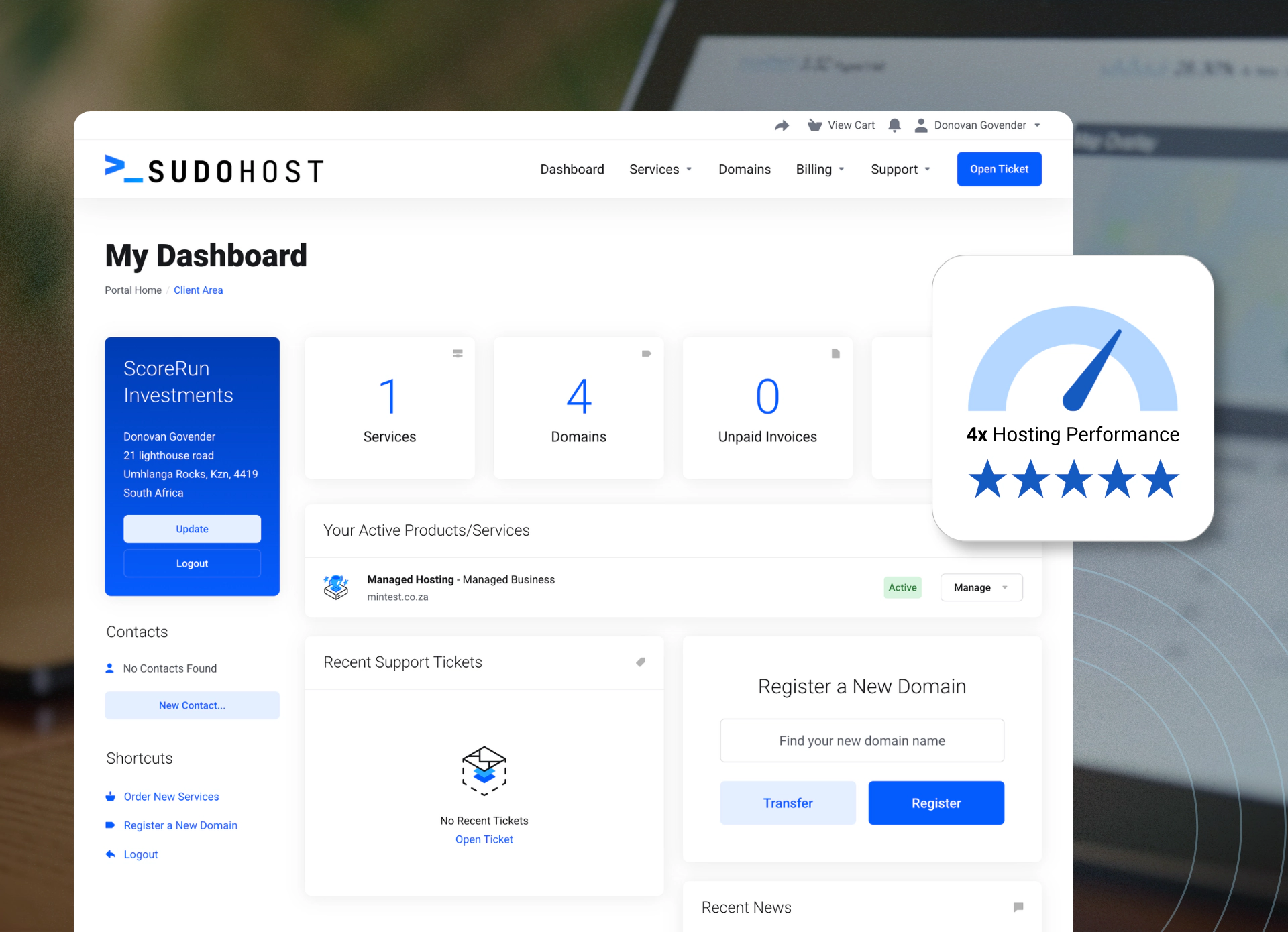 SudoHost Dashboard Hero
